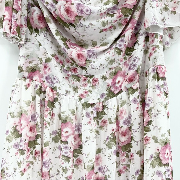Shein Curve 2XL Floral Cottagecore Flutter Sleeve Maxi Dress - Picture 4 of 9
